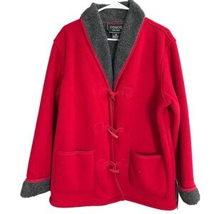 NWT Coaco Bi Polar Toggle Faux Fur Jacket M Red Winter Warm Holiday Christmas‎